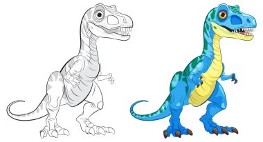 Renkli ve ana hatlı bir dinozorun vektör sanatı