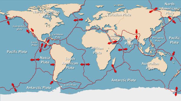 Иллюстрация основных тектонических плит Земли