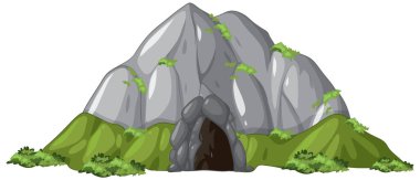 Kayalık bir dağda mağara girişi.