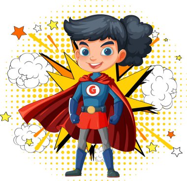 Kırmızı pelerinli genç süper kahraman kız.