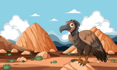 Kayalık bir çölde duran bir akbaba