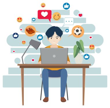 Dizüstü bilgisayardaki sosyal medya ile etkileşim