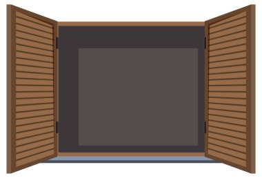 Pencereyi ahşap panjurlar çizimi ile aç