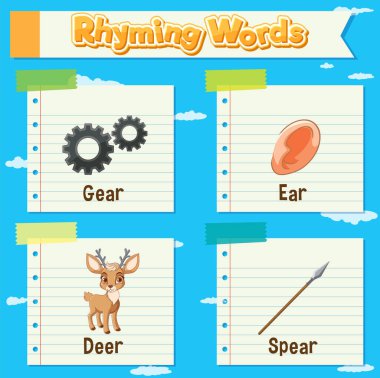 Illustration of rhyming words with images clipart