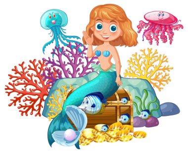 Deniz kızı ve hazine sandığı.