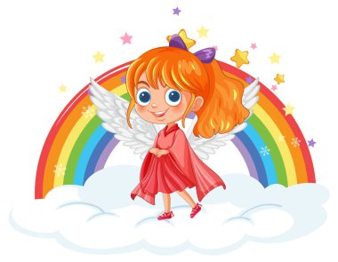 Gökkuşağı olan tatlı bir melek kız.