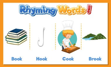 Visual aid for learning rhyming words clipart