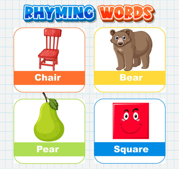 Illustration of rhyming words with images