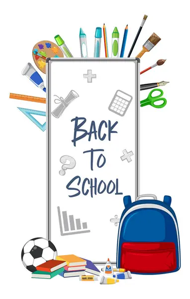 Stock vector Illustration of school supplies and a backpack