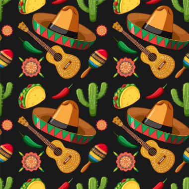 Renkli Meksika temalı vektör resimleme deseni