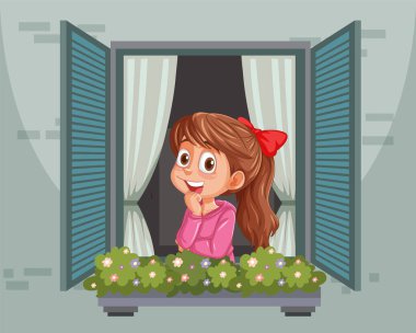 Açık pencerede hayal kuran bir kız