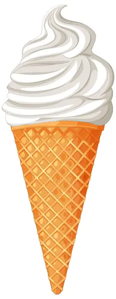 stock vector Creamy vanilla ice cream in a waffle cone