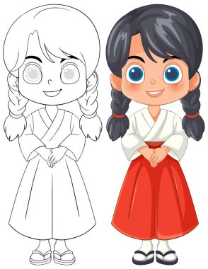 Geleneksel giyinmiş sevimli çocuklar.