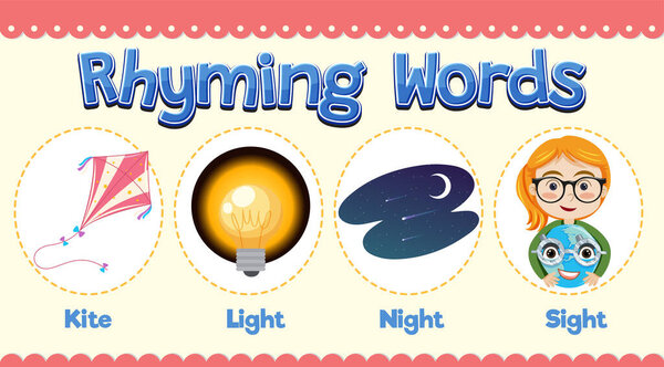 Illustration of rhyming words with images
