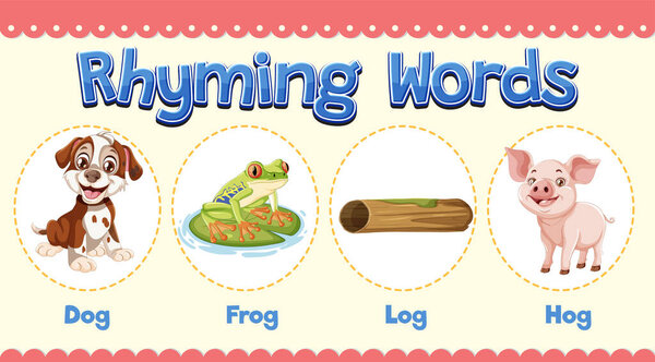 Illustration of rhyming words with images