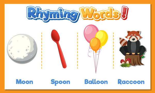 Illustration of rhyming words with images