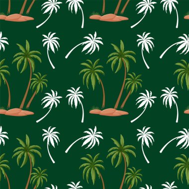 Palmiye ağaçları ve adalarla kusursuz desen