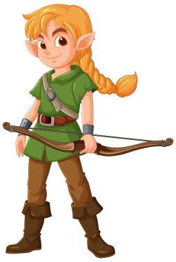 Elf okçusu yayını tutuyor, harekete hazır.