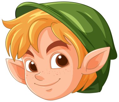 Yeşil şapkalı neşeli elf karakteri
