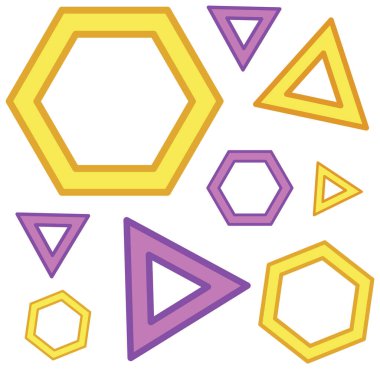 Altıgenler ve üçgenler sarı ve mor