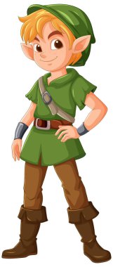 Yeşil elbiseli elf karakteri, maceraya hazır.