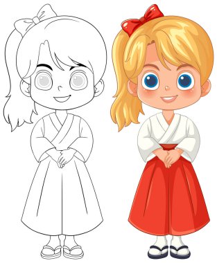 Geleneksel giyinmiş sevimli çocuklar.