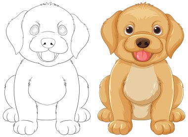 Renkli ve özet versiyonları olan sevimli bir köpek yavrusu.