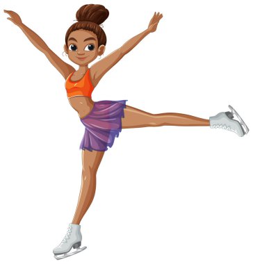 Young girl performing an ice skating pose clipart