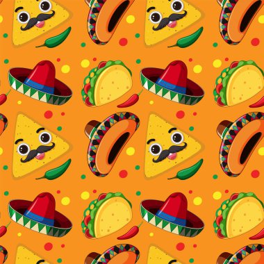 Meksika gıda elementleri ile renksiz desen