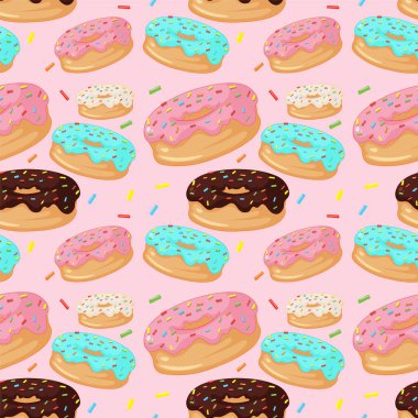 Pembe arka planda canlı çörekler.