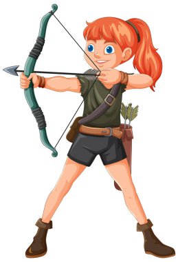 Oku ve yayı kendine güvenle hedefleyen kız