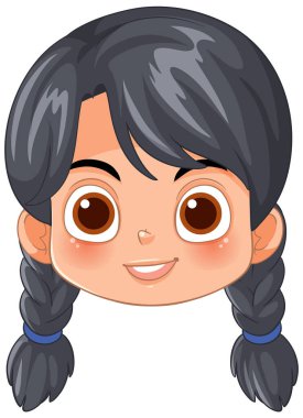 Büyük gözleri ve örgüleri olan tatlı bir kız.