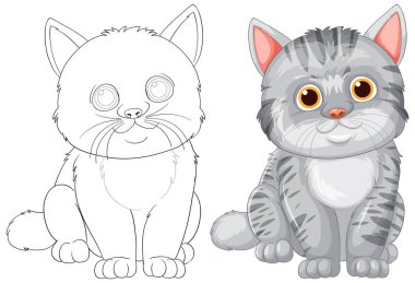 Renkli hatları olan sevimli bir kedi.