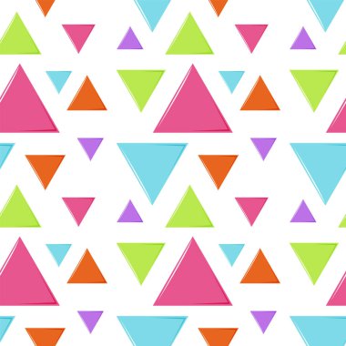Değişik renk ve boyutlarda canlı üçgenler.