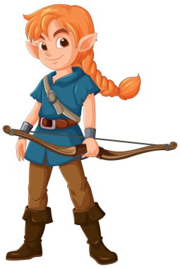 Elf okçusu yayını tutuyor, harekete hazır.