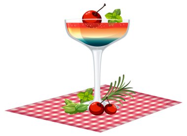 Kirazlı ve naneli canlı bir kokteyl.