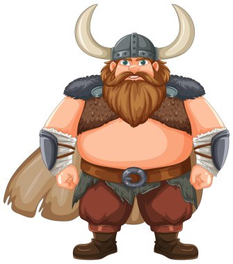 Sakallı Viking savaşçısı miğferi ve zırhıyla
