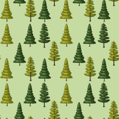 Çeşit çeşit yeşil ağaçların tekrarlanan deseni