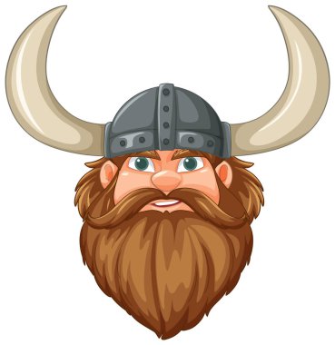 Sakallı Viking boynuzlu miğfer çizimi