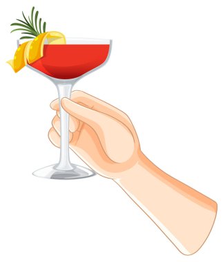 El ele tutuşup, garnitür ve limonlu kokteyl.