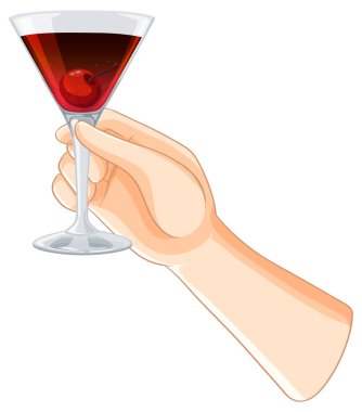 Illustration of a hand with a cocktail glass clipart