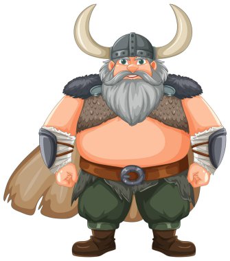 Boynuzlu miğferli sakallı Viking savaşçısı