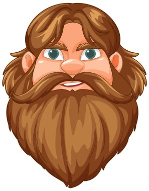 Uzun saçlı ve sakallı, gülümseyen savaşçı.