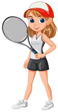Tenis raketi tutan, spor kıyafeti giyen bir kız.