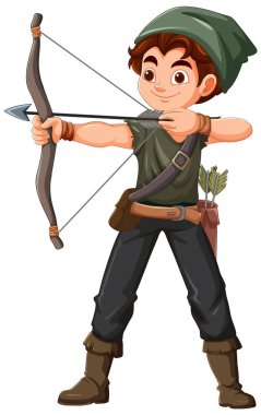 Genç okçu ok atmaya hazır.