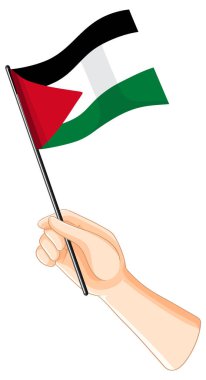 Filistin ulusal bayrağını sallayan bir el