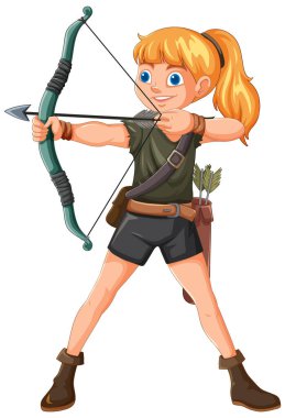 Oku ve yayı kendine güvenle hedefleyen kız