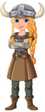 Saçları örgülü genç Viking kız.