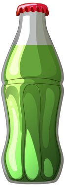 Kırmızı şapkalı canlı yeşil bir soda şişesi.