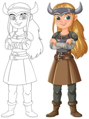 Illustration of a strong, confident Viking woman clipart